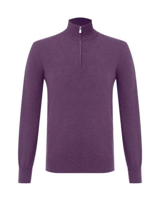 Brunello Cucinelli Purple Funnel-Neck Knitted Polo Shirt for men