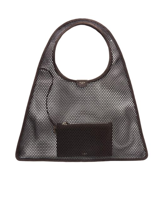 Alaïa Black Solid Color Leather Shoulder Bag
