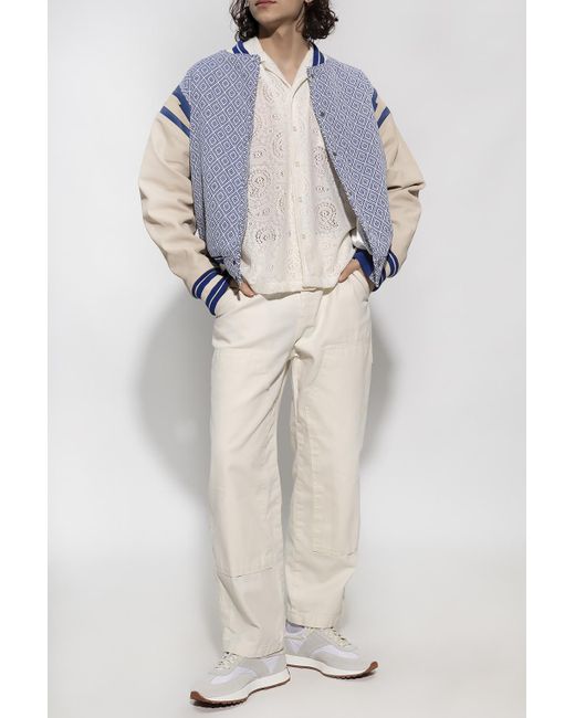 Rhude Blue Diamond-Jacquard Varsity Jacket for men