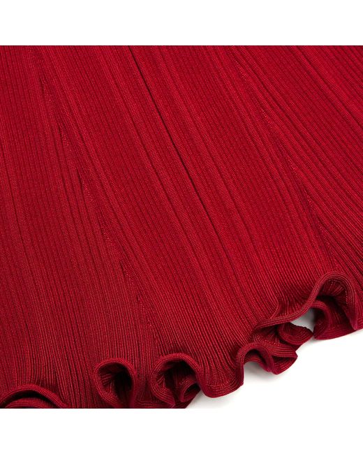 Self-Portrait Red Ruffled Midi Skirt