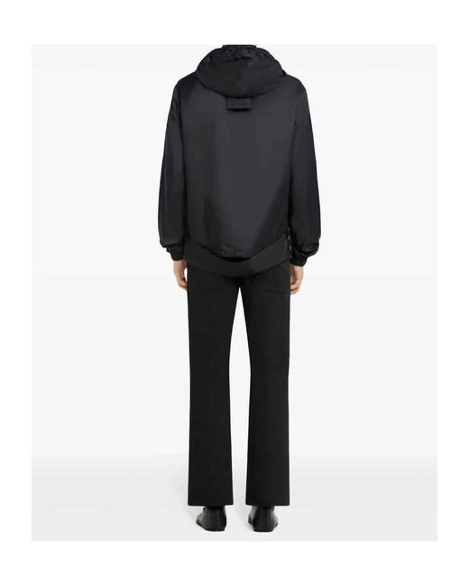 Courreges Black Courrèges Drawstring Hooded Windbreaker for men