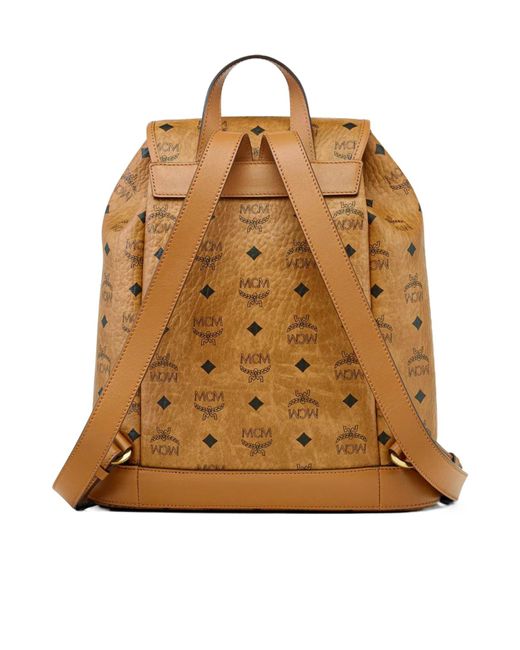 MCM Brown Aren Drawstring Small Backpack