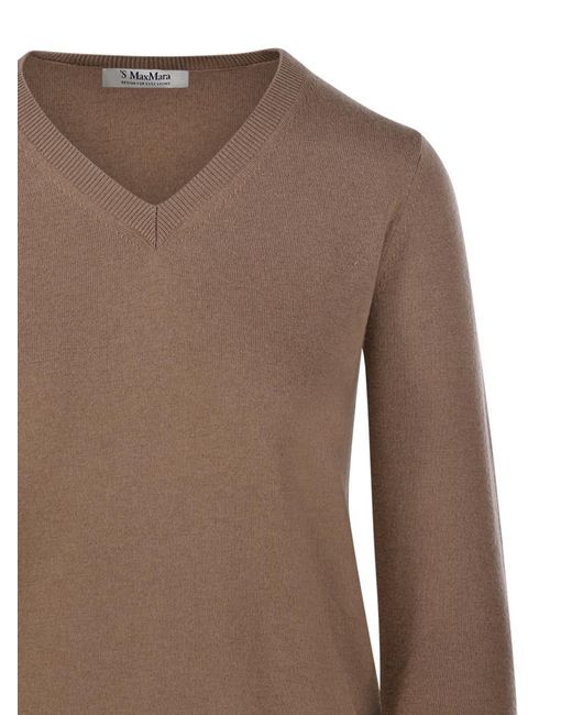 Max Mara Brown Idoneo V-Neck Jumper