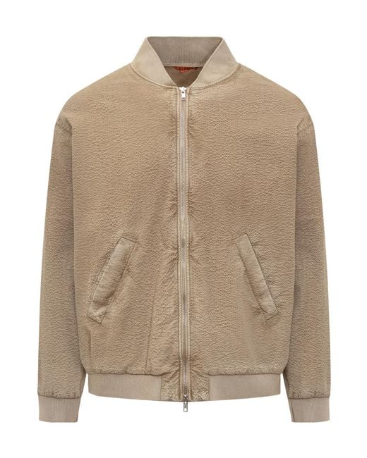 Barena Brown Textured-Finish Zipped Jacket for men