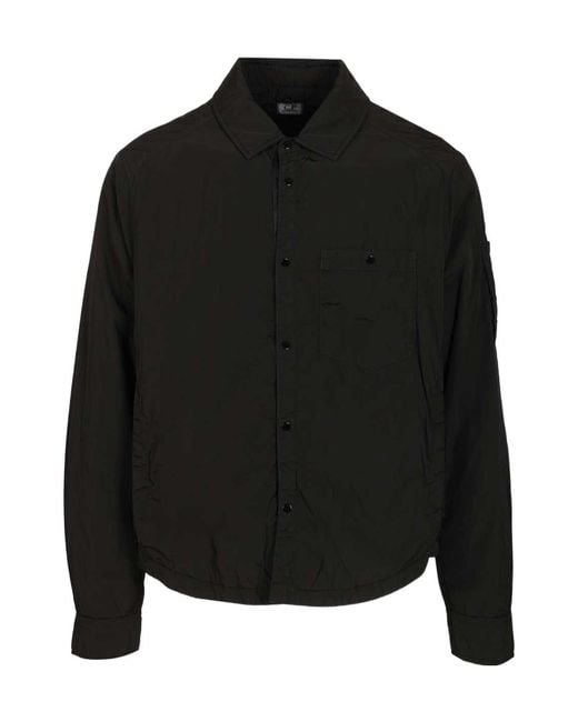 C P Company Black Chrome R Padded Overshirt Jacket for men