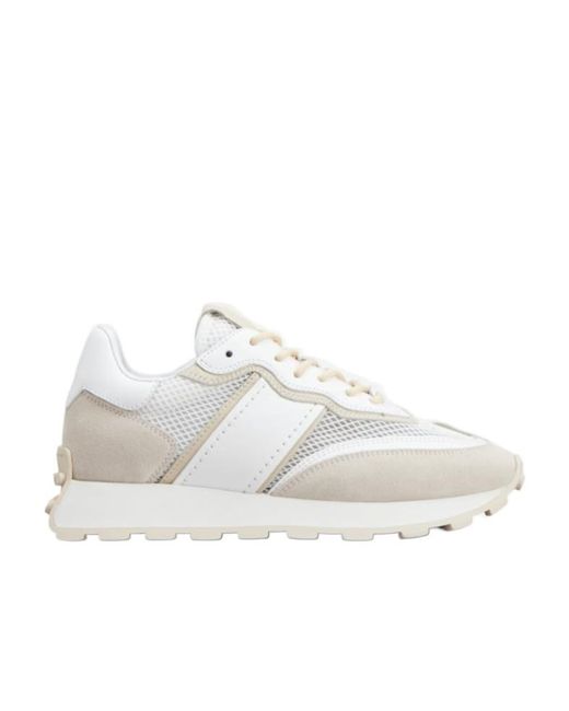 Tod's White Panelled Round Toe Sneakers