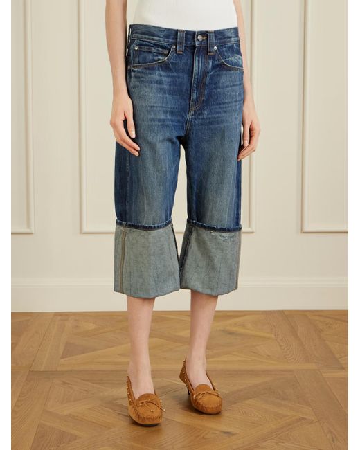 Khaite Blue Lykens Cuffed Wide-Leg Jeans