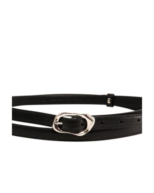 McQueen White Molten Thin Leather Belt