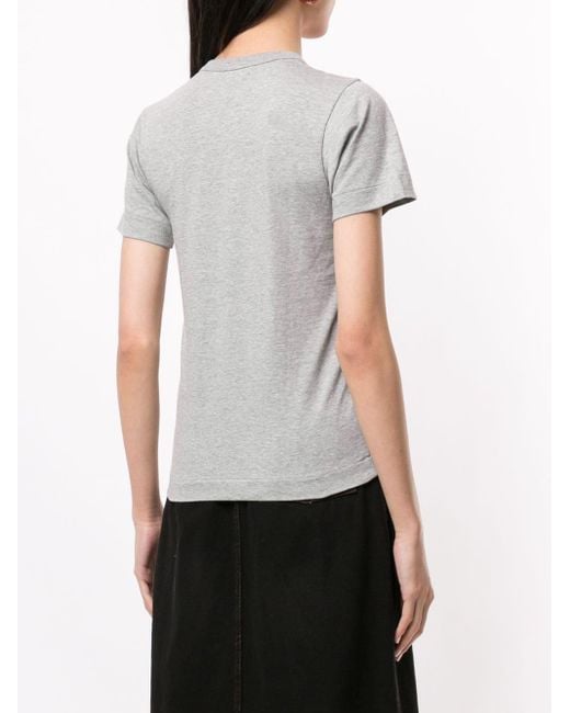 COMME DES GARÇONS PLAY Gray Logo Embroidered Crew Neck T-Shirt