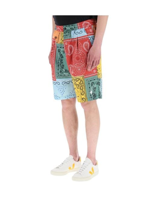 Marcelo Burlon Red County Of Milan Bandana Print Shorts for men