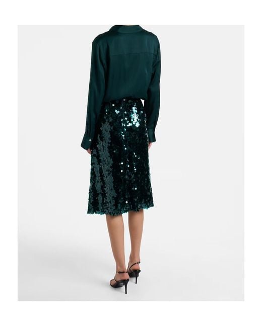 Vince Green Sequined Midi Skirt