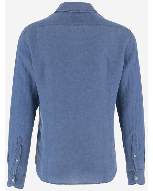 Mc2 Saint Barth Blue Classic Linen Shirt for men