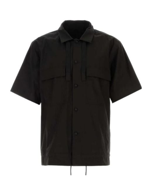Sacai Black Short Sleeved Drawstring Shirt for men