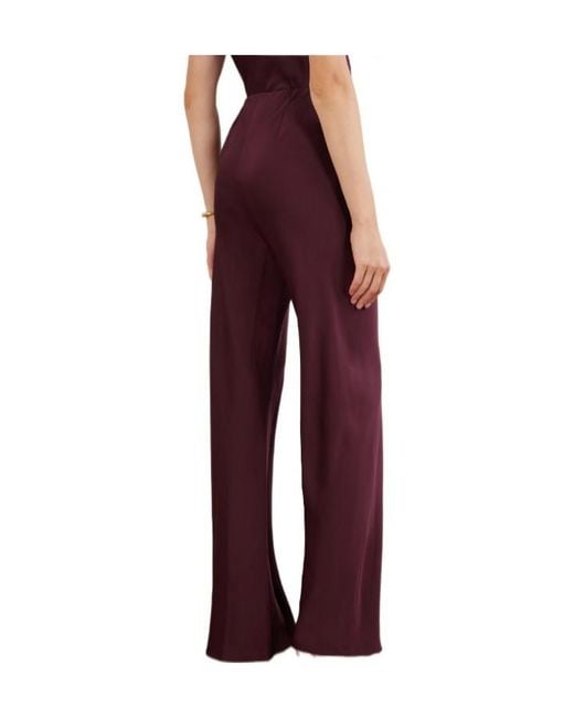 Veronica Beard Purple Satin Wide-Leg Pants