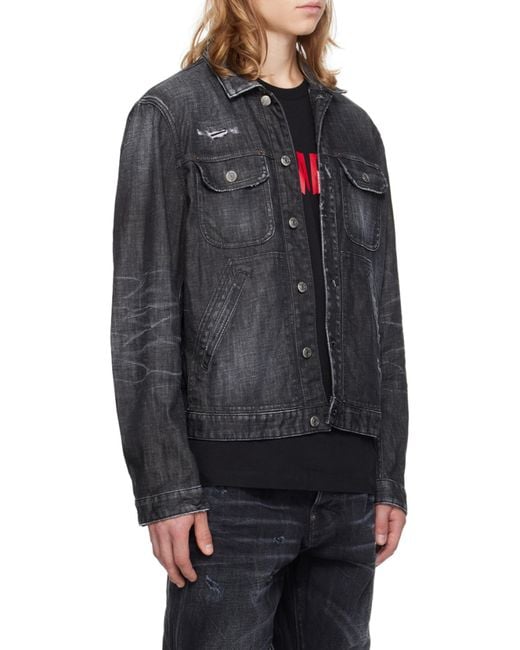 DSquared² Black Distressed Denim Jacket