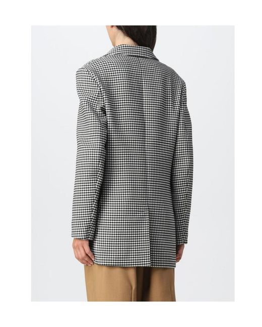 Marni Gray Checked Button-Up Blazer