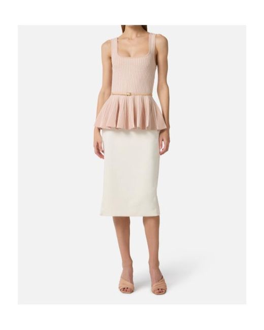 Elisabetta Franchi White Slim Fit Midi Skirt
