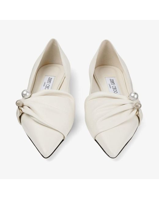 Jimmy Choo White Raffi Ballet Flats