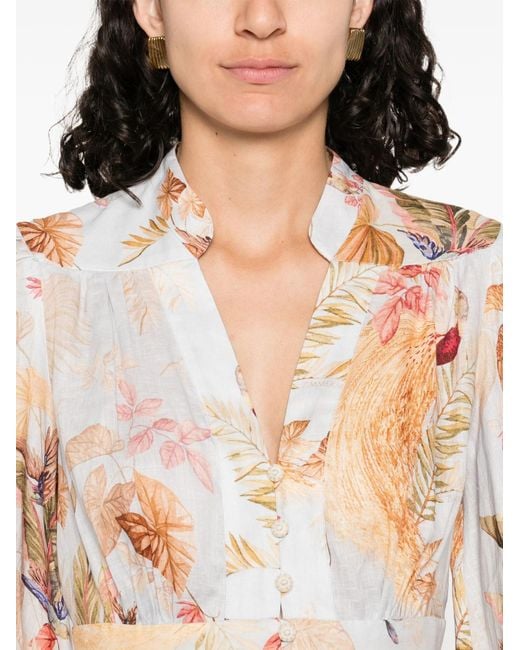 Zimmermann White Printed Dress