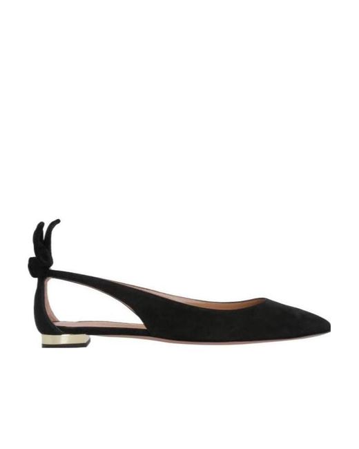 Aquazzura Black Bow Tie Detailed Ballerina Flats