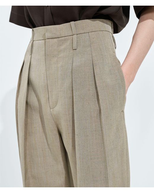 Bottega Veneta Natural Wool And Linen Pants