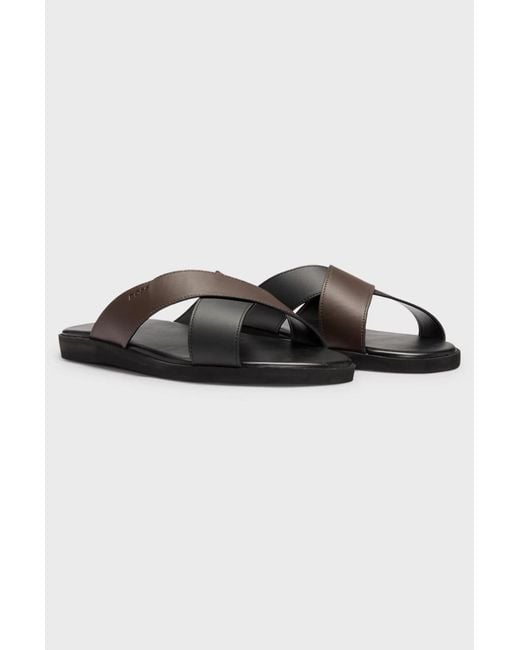 Boss Brown Logo-Debossed Slides for men