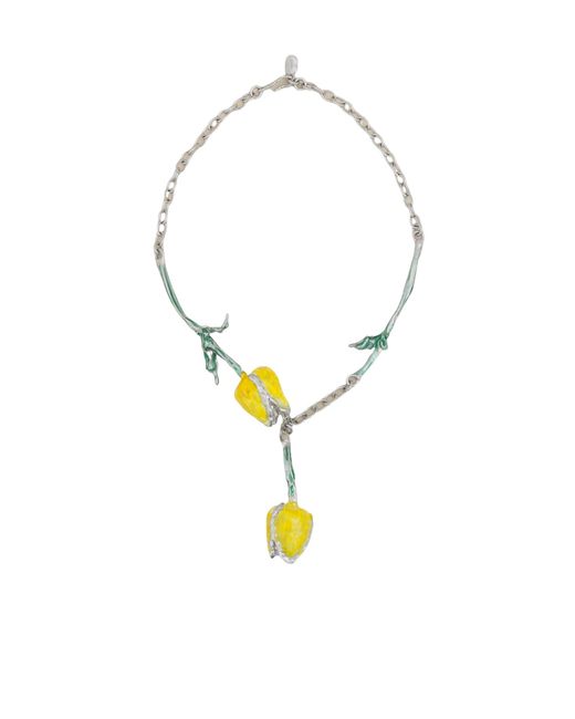 Marni Metallic Floral Pendant Necklace