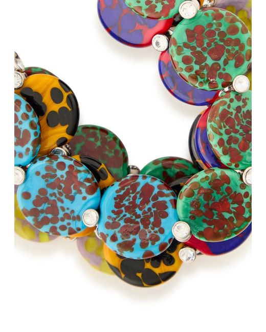 Dries Van Noten Blue Layered Painted Glass And Brass Bracelet