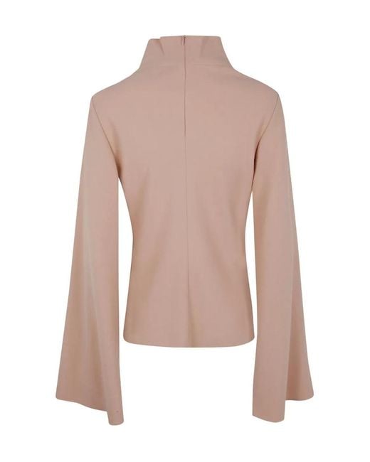 Alberta Ferretti Pink High-Neck Cape-Sleeved Top