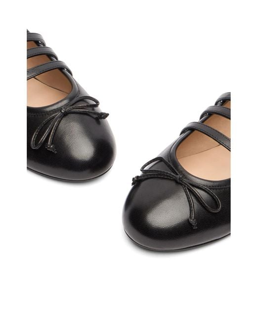 Stuart Weitzman Black Round-Toe Mary Jane Ballet Flats