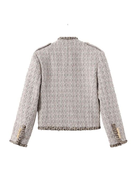 Marissa Chiara Gray Stand Collar Lace Jacket
