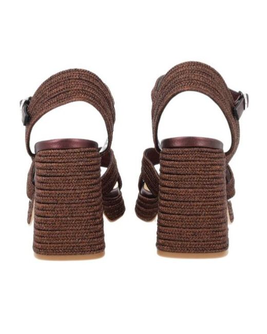 Castaner Brown Round-Toe High-Heeled Sandals