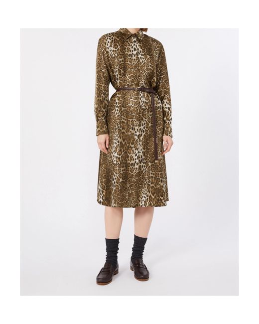 Max Mara Natural Printed Silk Shirt Dress