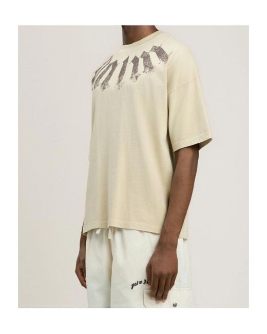 Palm Angels White Big Neck Logo Loose Fit T-Shirt for men