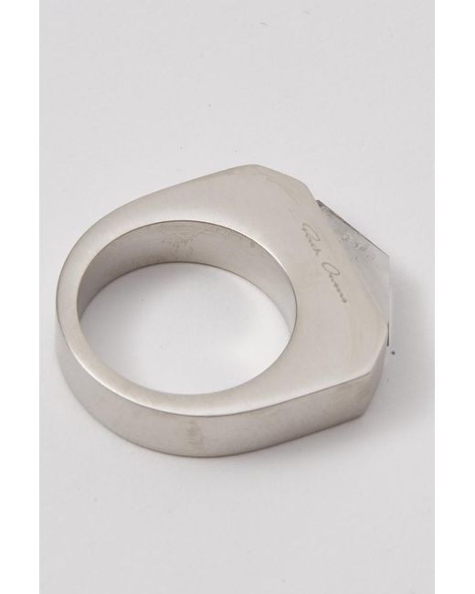Rick Owens White Pyramid Palladium Ring for men
