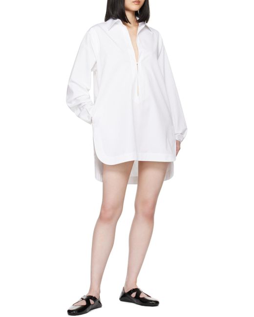 Alaïa White Chic Poplin Mini Shirt Dress For