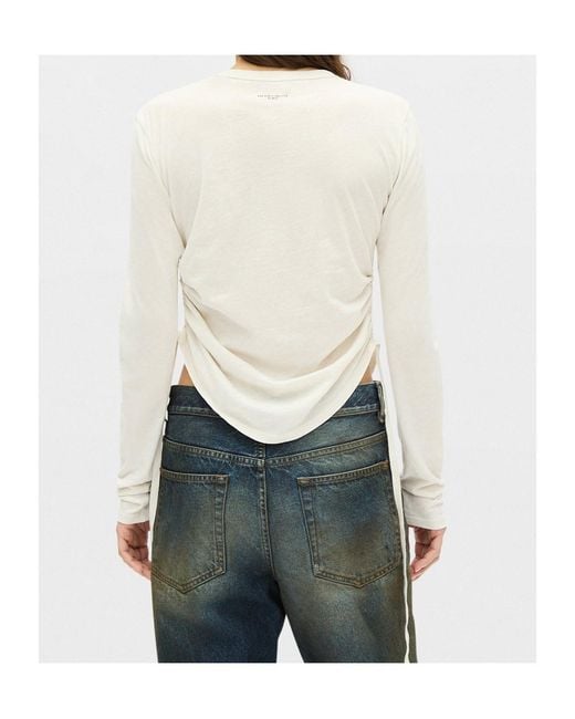 Ann Demeulemeester White Dot Graphic-Print Ruched Top