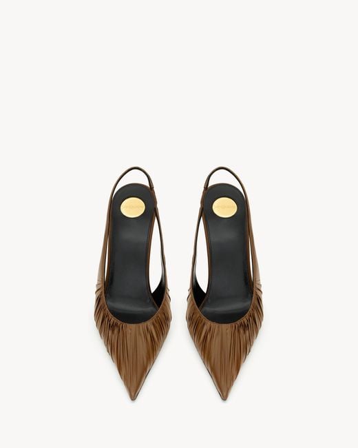 Saint Laurent Brown Pointed-Toe High-Heeled Sandals