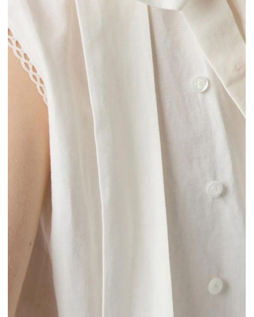 Miu Miu White Logo-Patch Sleeveless Dress