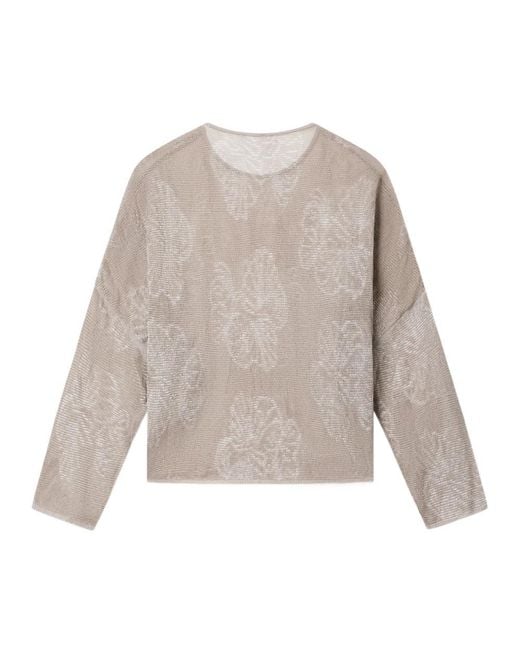 Emporio Armani Natural Two-Tone Floral Motif Jacquard Jumper