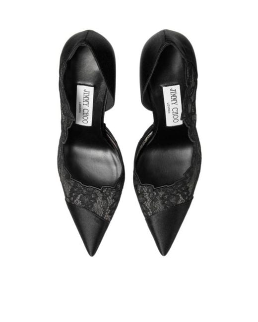 Jimmy Choo Black Brigitte 100 Lace And Satin Pumps