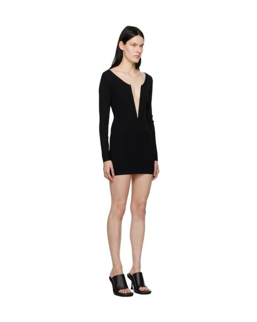 Dion Lee Black Angled Ribbed-Knit Dress