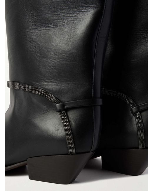 Brunello Cucinelli Black Square-Toe Tall Boots