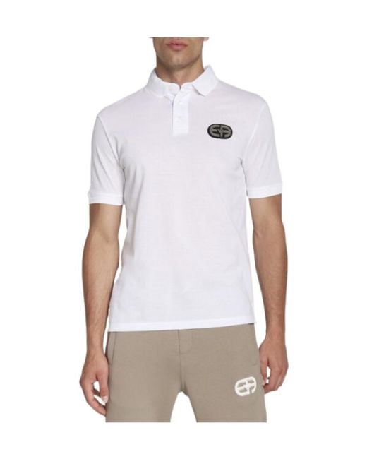 Emporio Armani White Logo Short-Sleeved Polo Shirt for men