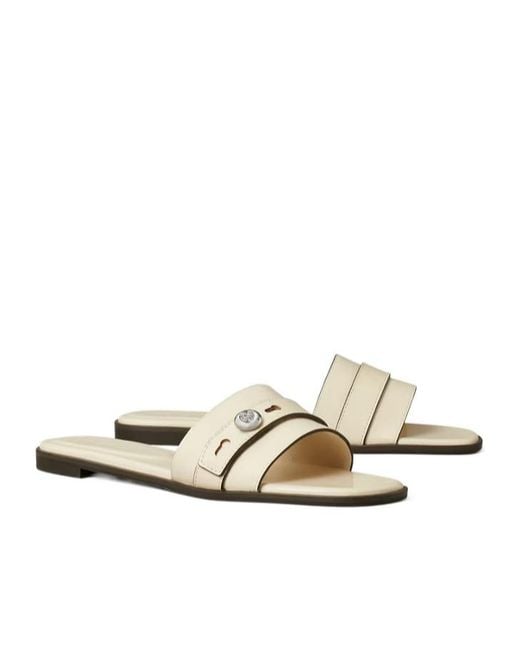 Tory Burch White Romy Slides