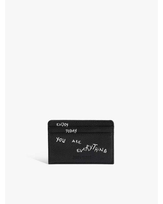 Zadig & Voltaire Black Zv Pass Graffiti Card Holder