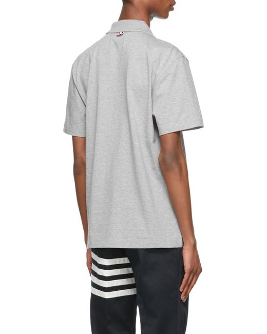 Thom Browne Gray Button Polo Shirt for men