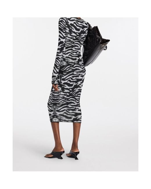 The Attico Black Zebra-Print Skirt