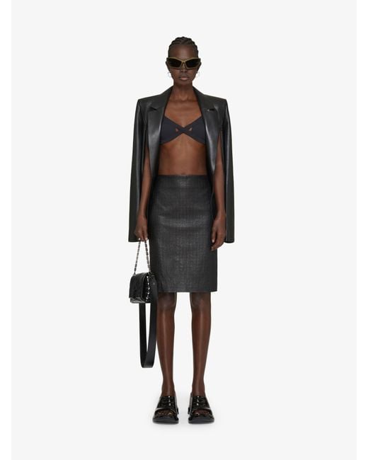 Givenchy Black 4G Embossed Leather Skirt
