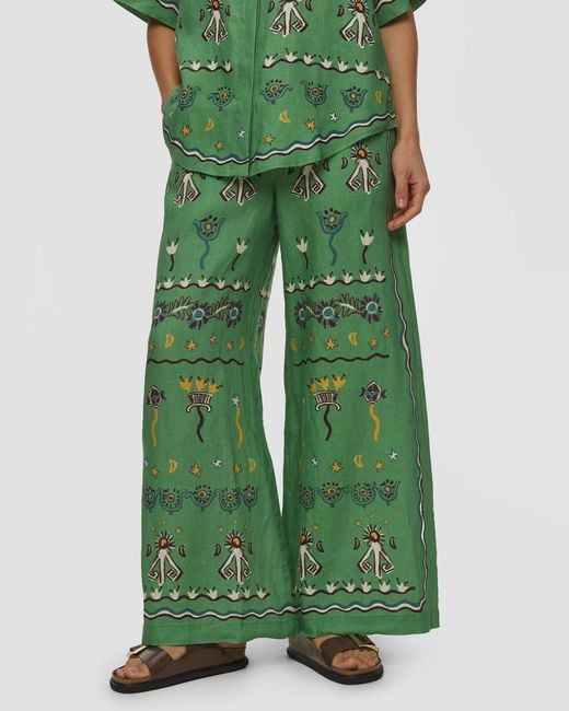ALÉMAIS Green Elastic Waistband Casual Pants